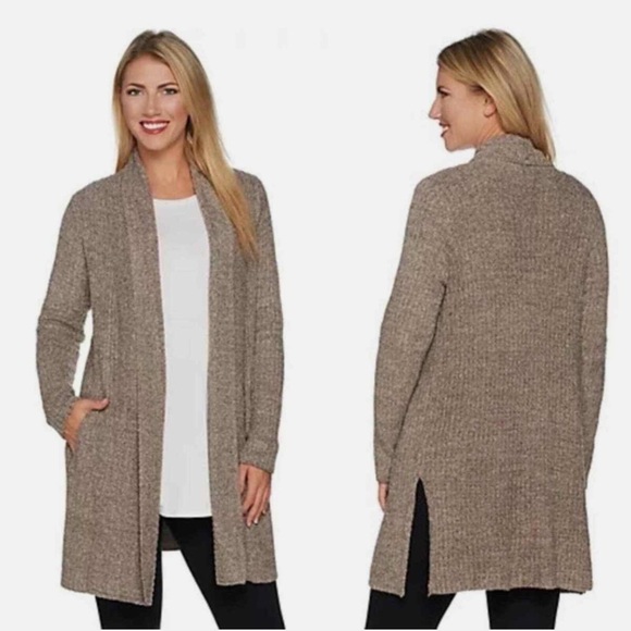 Barefoot Dreams Montecito Cardigan Taupe - Picture 2 of 7